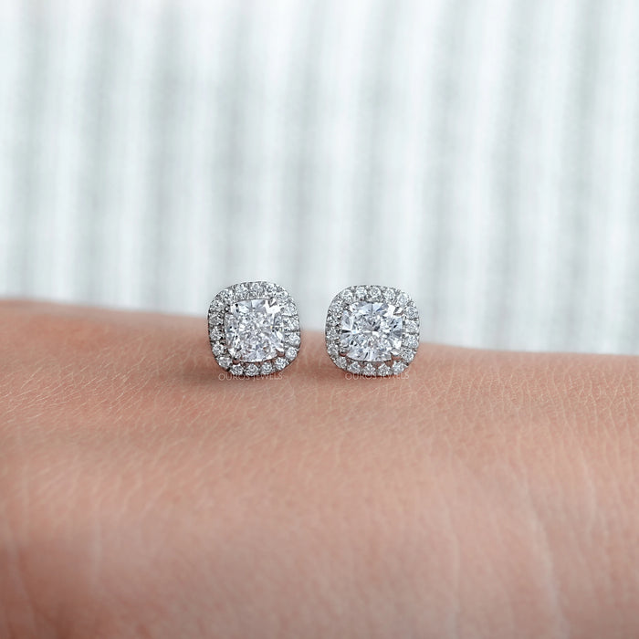 Cushion Cut  Diamond Stud Earrings