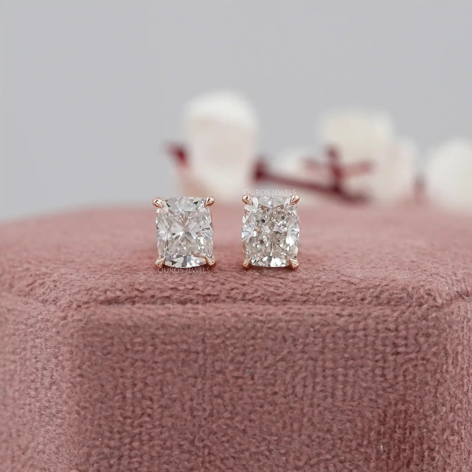 Elongated Cushion Cut Lab Grown Stud Earring