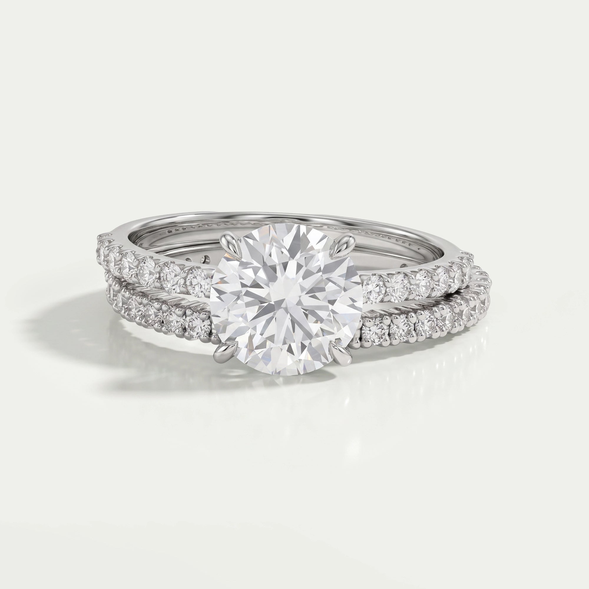 Round Cut Solitaire Accent Bridal Ring Set Ring