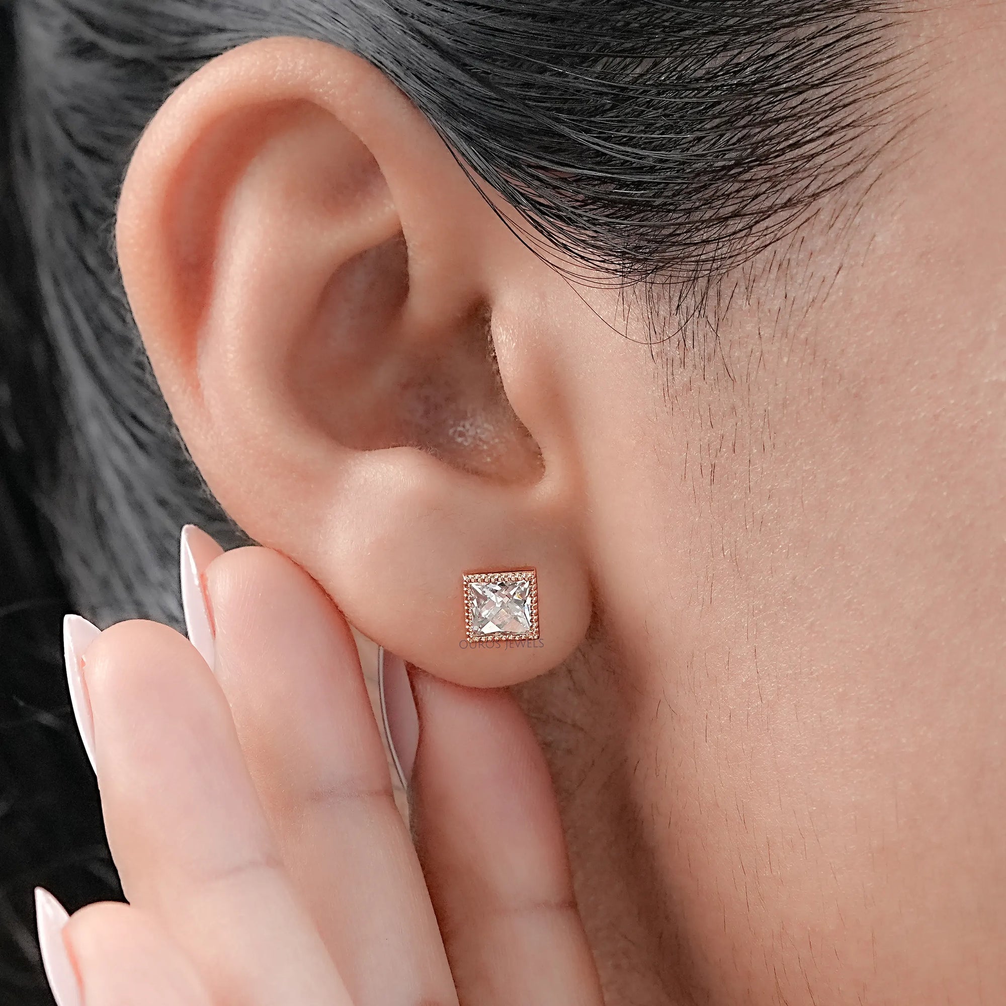 French Cut Lab Grown Diamond Earrings Earring
