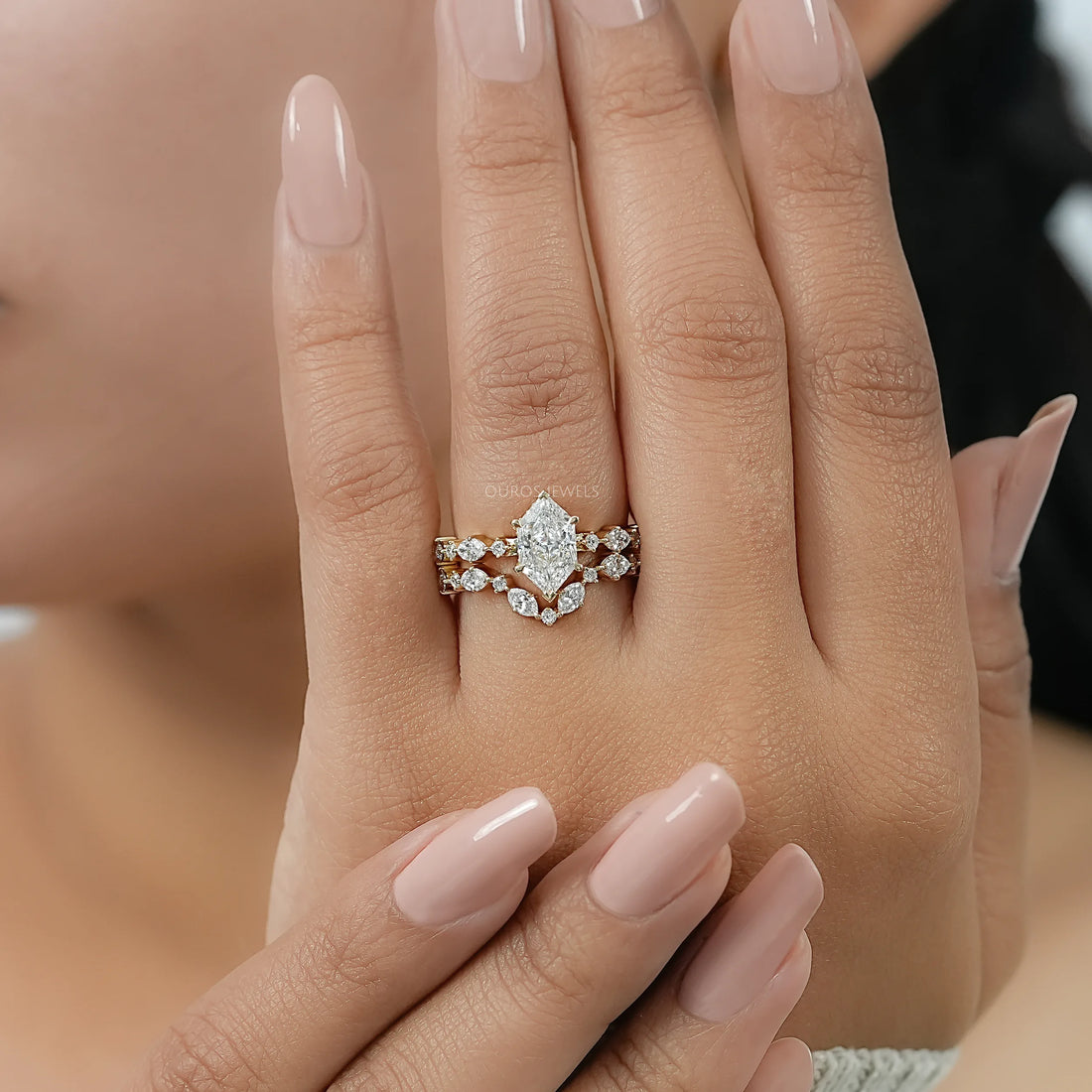 Dutch Marquise Lab Diamond Bridal Ring Set Ring