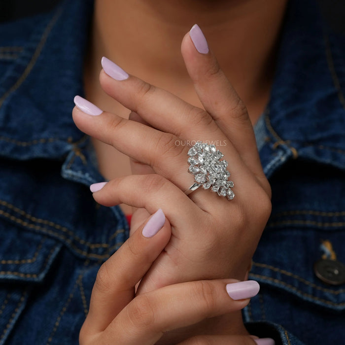 Rose Cut Lab Diamond Cluster Ring