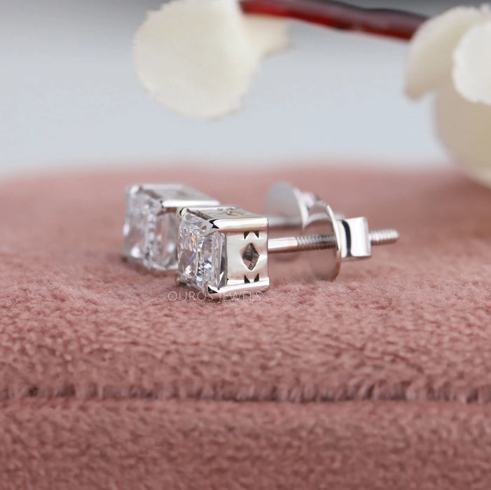 Princess Cut  Lab Grown Diamond Stud Earrings