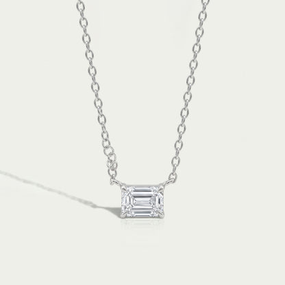 Single Emerald Cut Lab Grown Diamond Pendant Necklaces