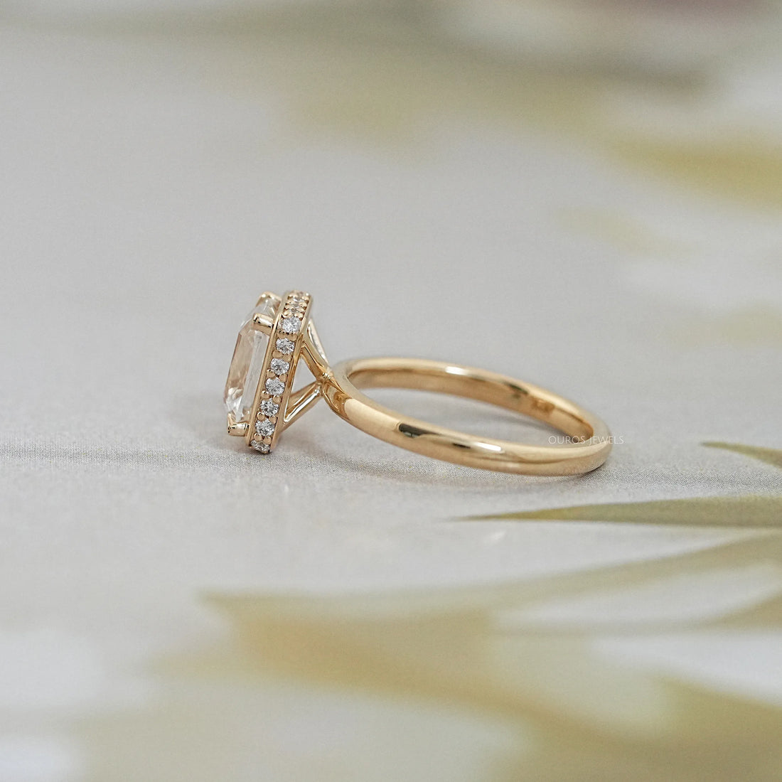 Old Mine Cushion Cut Hidden Halo Engagement Ring Rings