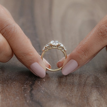 Five Stone Oval And Round Diamond Engagement Ring Rings