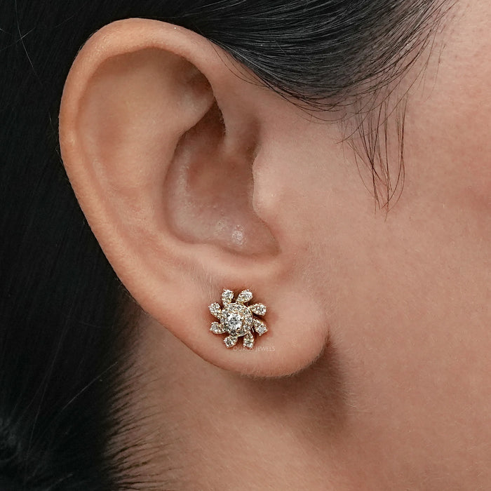 Floral Shape  Lab Diamond Stud