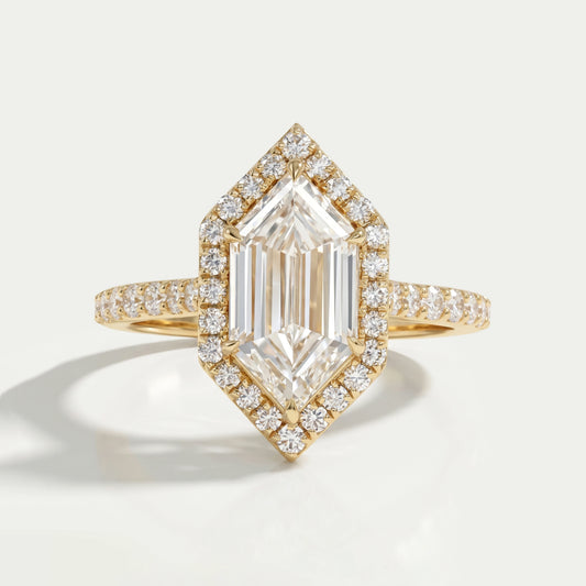 Step Cut Dutch Marquise Diamond Halo Accent Ring Ring
