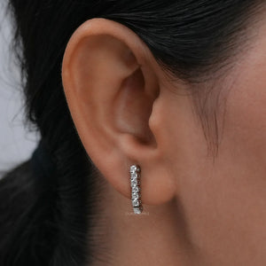 Round Lab Diamond Linear Drop Earring