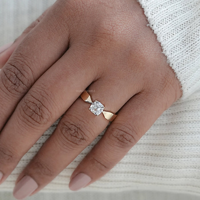 Old Mine Cushion Lab Diamond Solitaire Ring