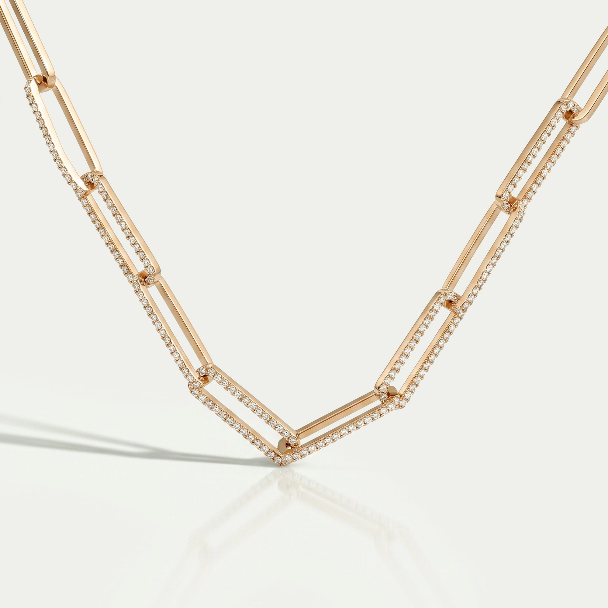 Round Lab Diamond Paperclip Link Necklace Necklaces