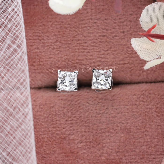 Princess Cut  Lab Grown Diamond Stud Earrings