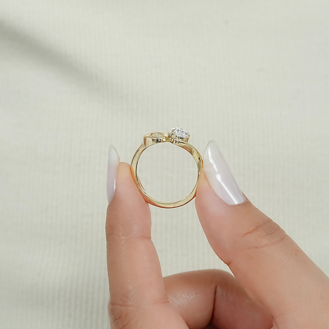 Pear And Pave Signet Set Bypass Ring Ring