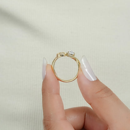 Pear And Pave Signet Set Bypass Ring Ring