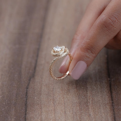 Snake Shaped Lab Diamond Anniversary Ring Rings