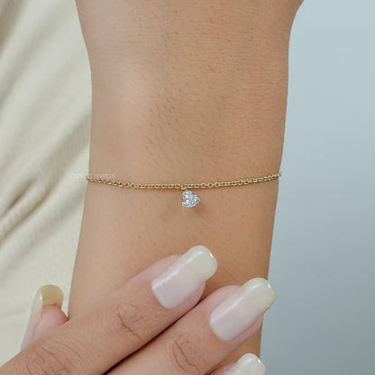 Heart Cut Diamond Solitaire Bracelet