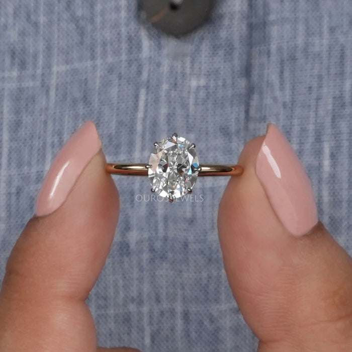 Old Mine Oval Lab Diamond Solitaire Ring