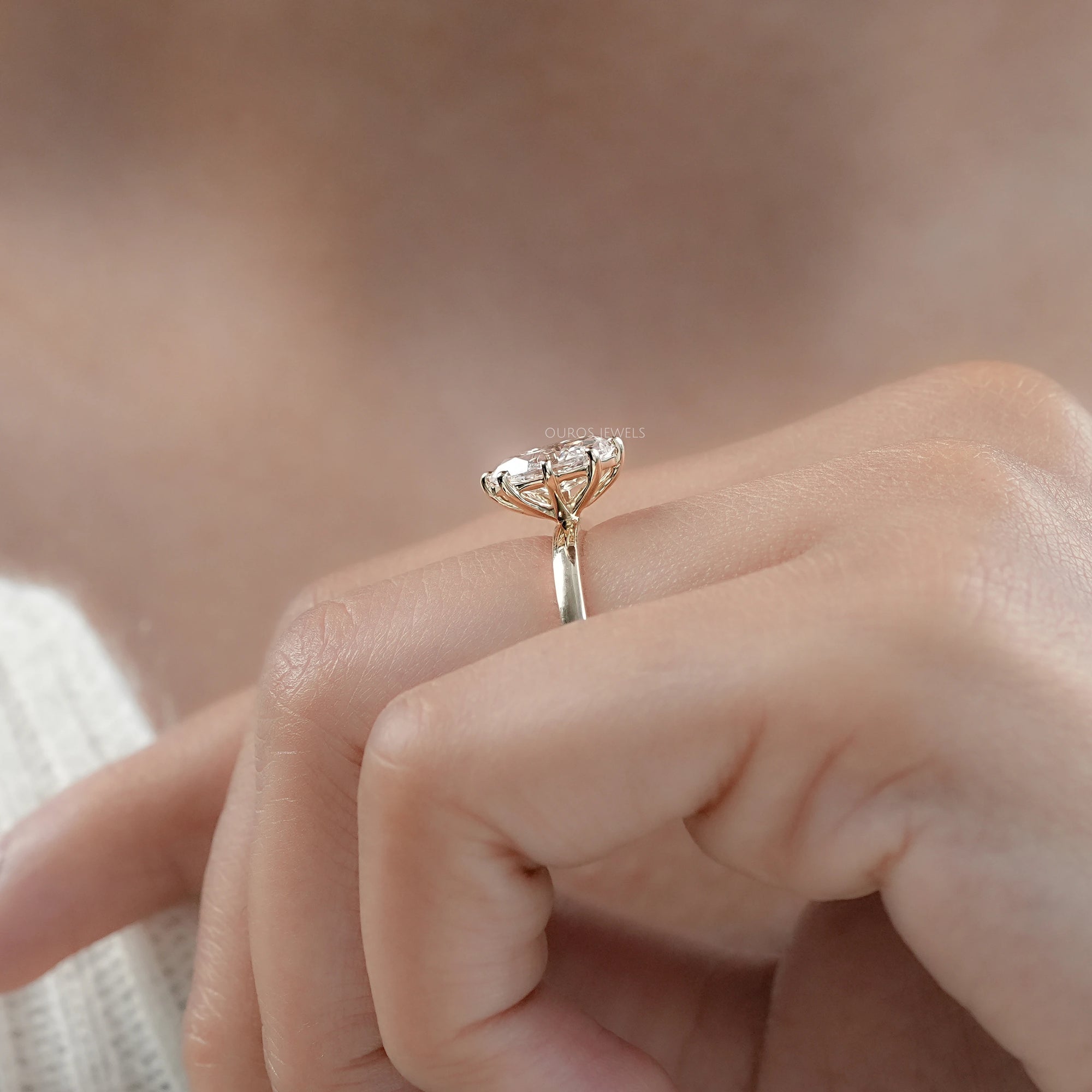 Old Mine Moval Cut Solitaire Engagement Ring Rings