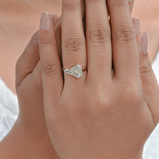 Round Cut Diamond Anniversary Ring In Step Cut Arrow Shape