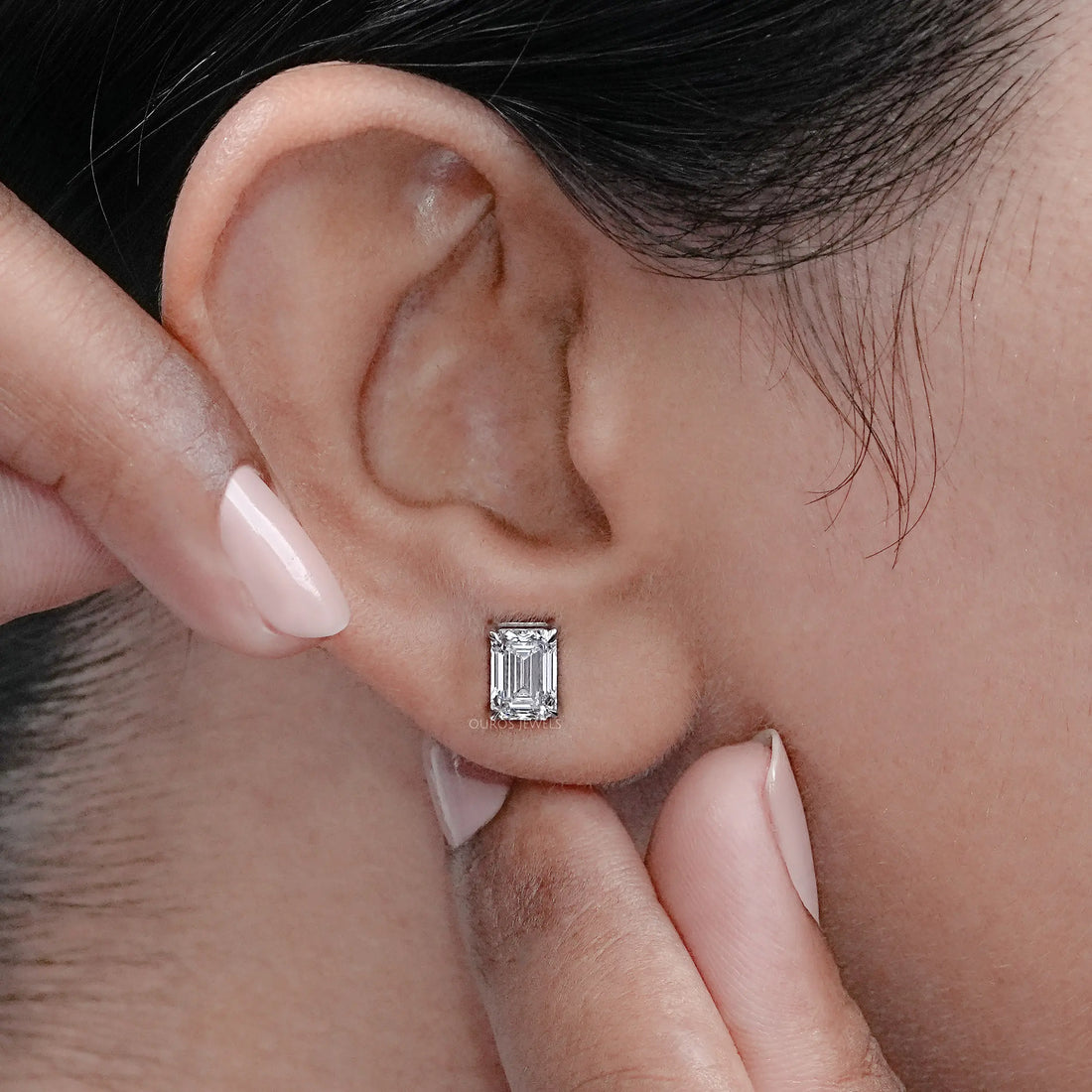 Emerald Cut Lab Grown Diamond Stud Earrings Earring