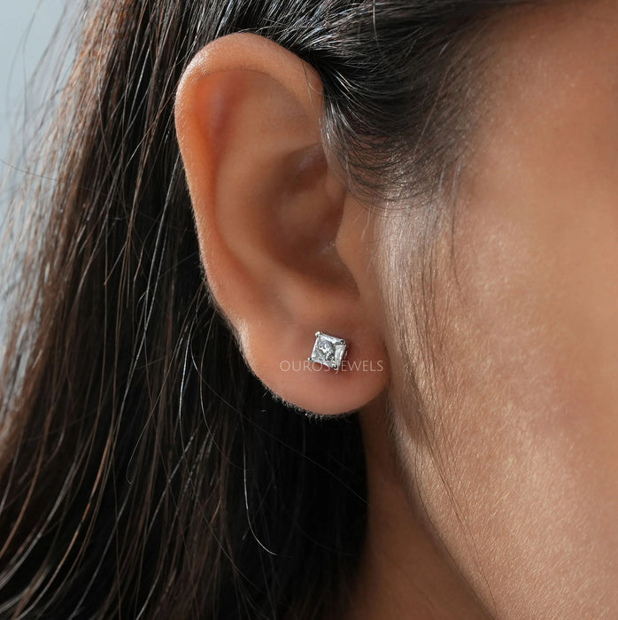 Princess Cut  Lab Grown Diamond Stud Earrings