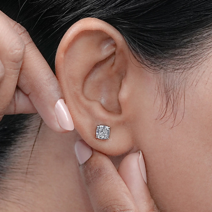 Cushion Cut Lab Diamond Solitaire Stud Earrings