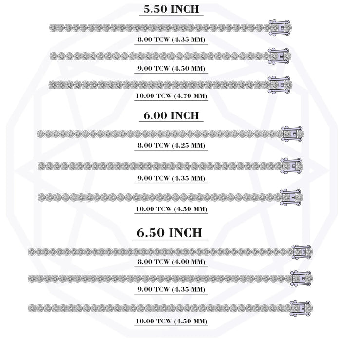 Round Shape Lab Grown Diamond Bracelet with 8.00 | 9.00 | 10.00 TCW