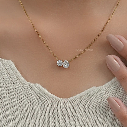 Pear And Round Diamond Toi Moi Pendant Necklaces
