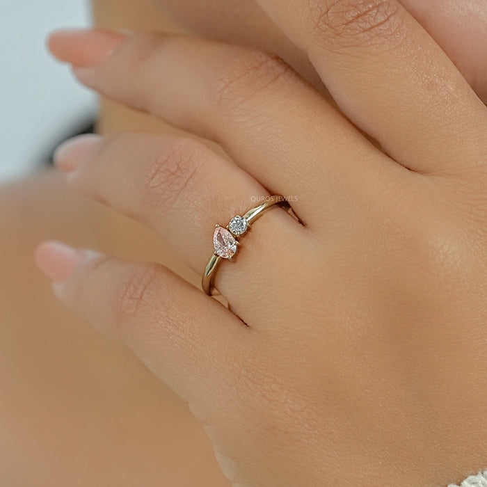 Pink Pear Lab Diamond Toi Et Moi Engagement Ring Ring