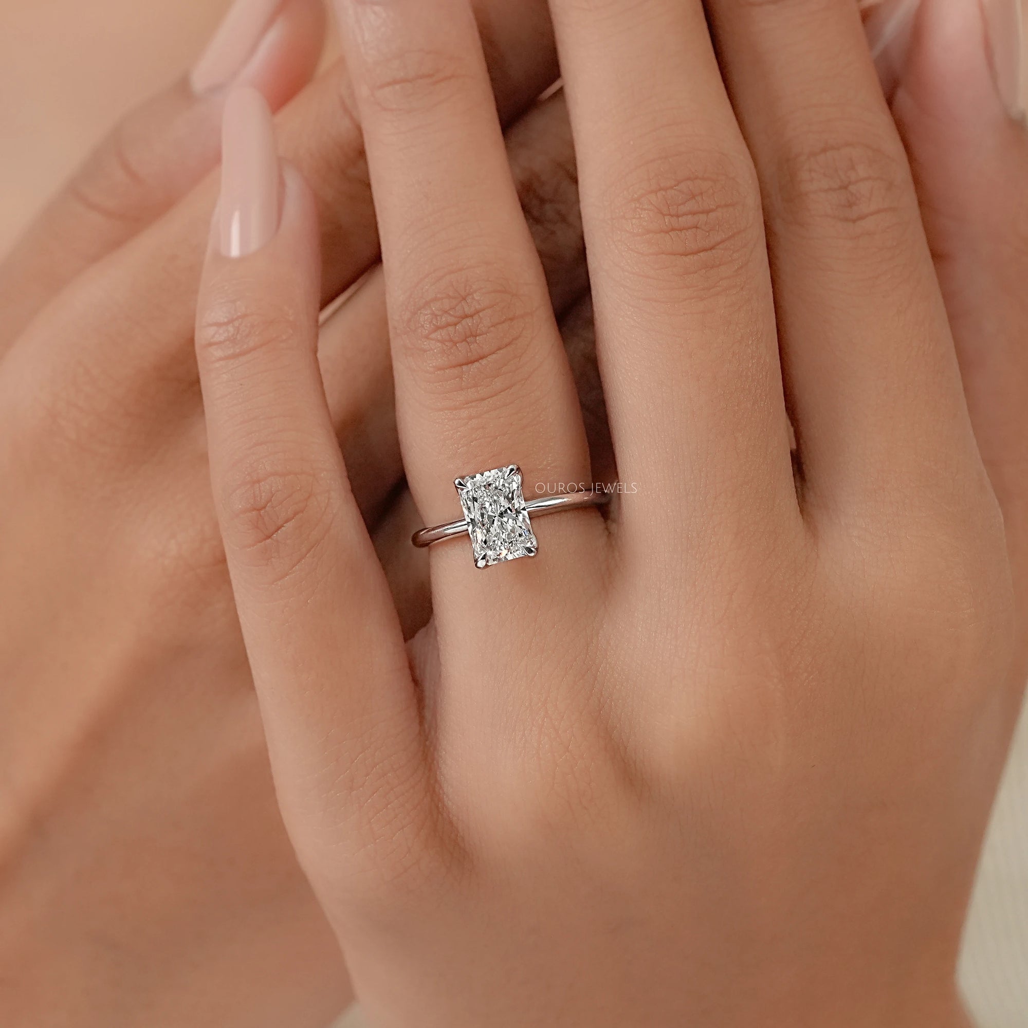 Radiant Lab Diamond Tulip Basket Solitaire Ring