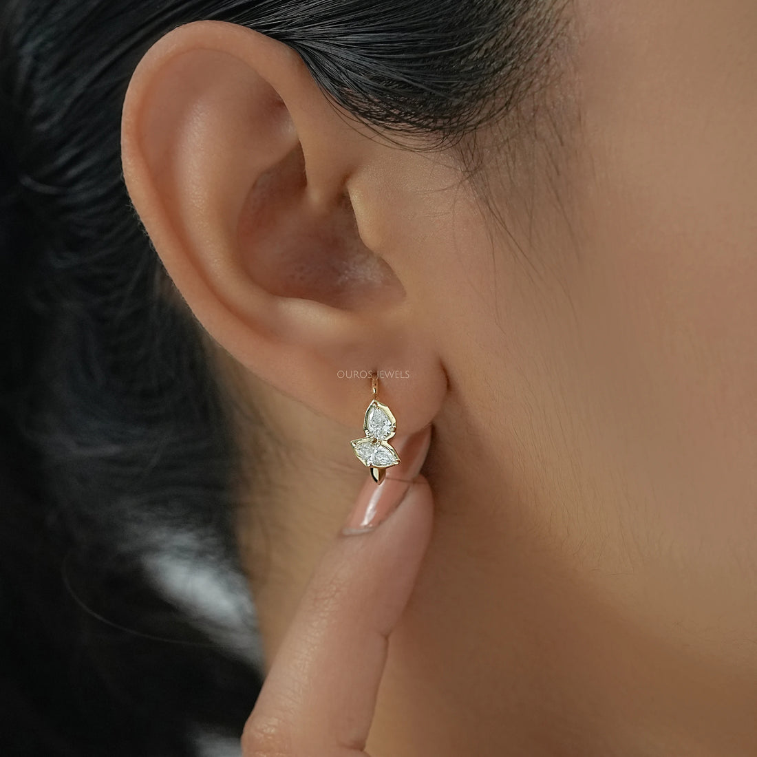Pear And Marquise Lab Diamond Hoop Earrings Earrings