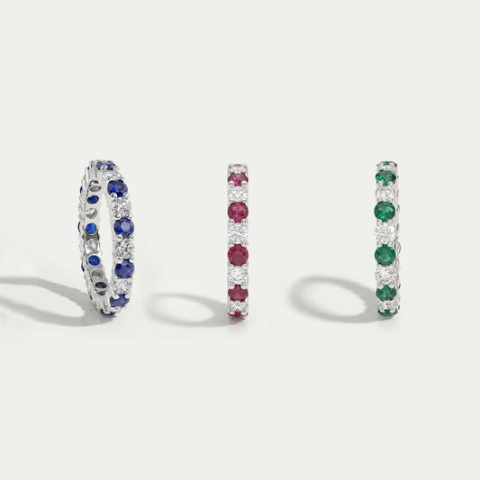 Round Lab Gemstone Alternative Wedding Band Ring