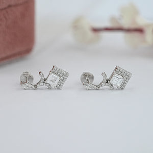 Carre Cut  Lab Diamond  Dangle  Earring