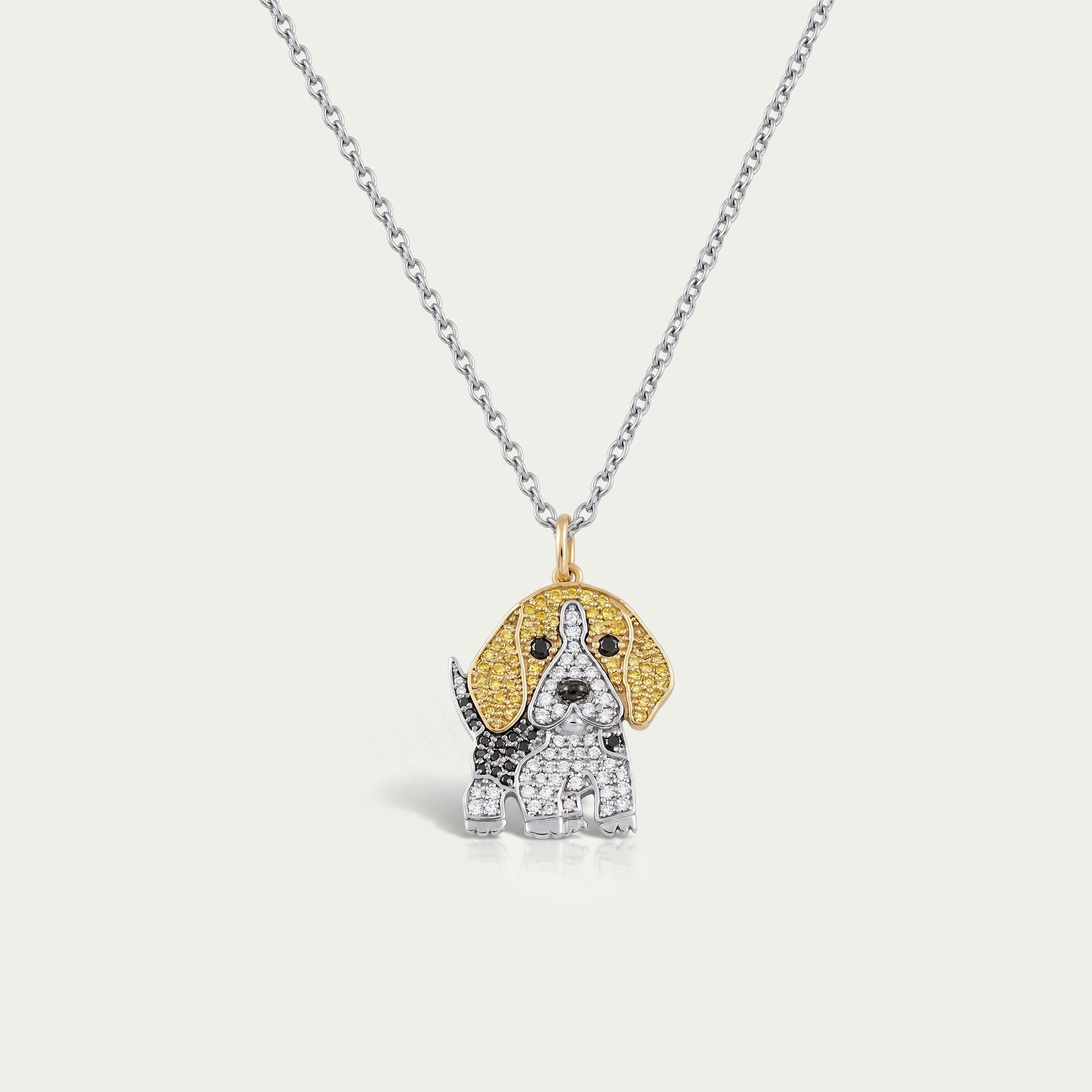 Lab Grown Color Diamond Dog Pendant Necklaces
