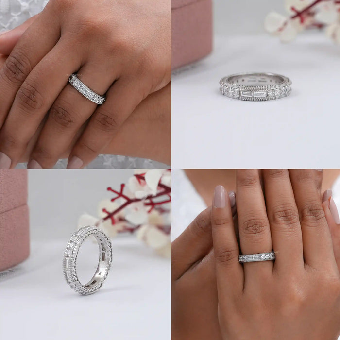 Round And Baguette Diamond  Band