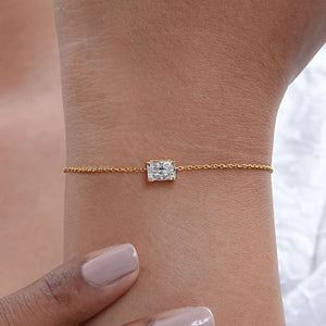 Radiant Cut Solitaire Diamond Chain Bracelet