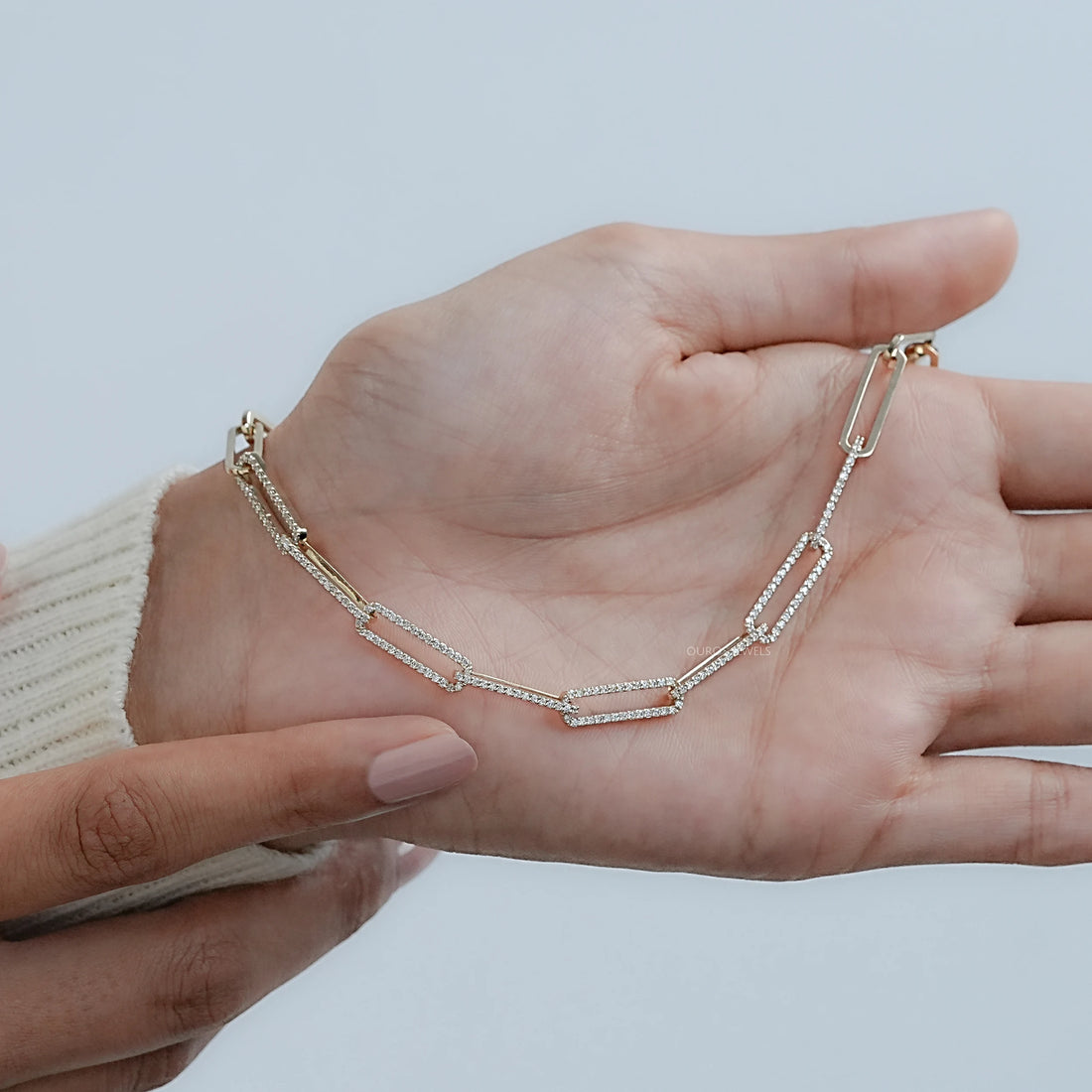 Round Lab Diamond Paperclip Link Necklace Necklaces