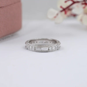 Round And Baguette Diamond eternity wedding Band