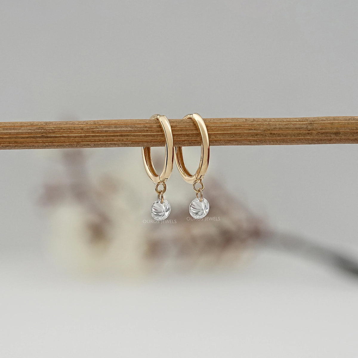 Round Lab Diamond Dangle Hoop Earrings Earring