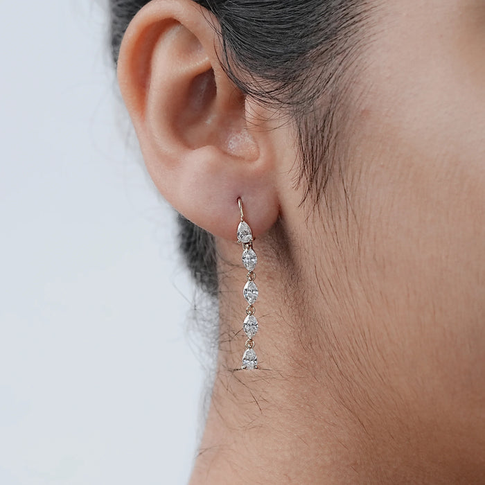 Pear And Marquise Cut Diamond Drop Dangle Earrings