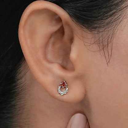 Red Ruby Lab Gemstone Drop Earrings