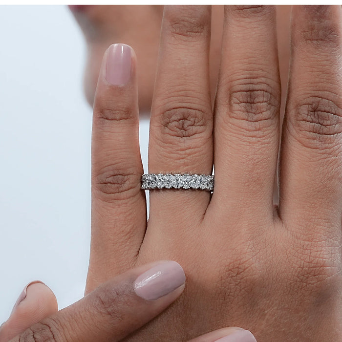 Marquise And Round Diamond Eternity Wedding Band