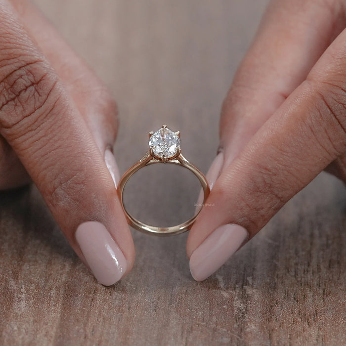 Six Prong Marquise Lab Diamond Solitaire Engagement Ring