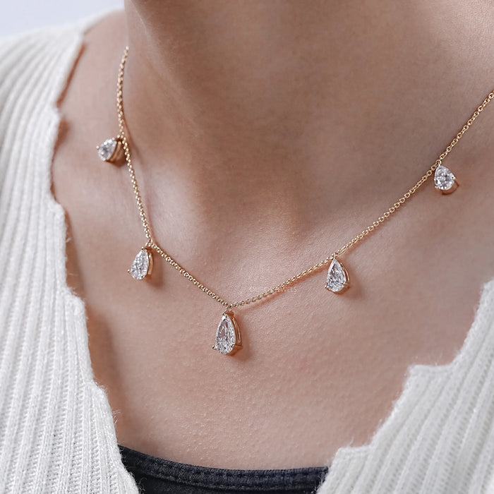 Pear Lab Grown Diamond Station Style Necklace