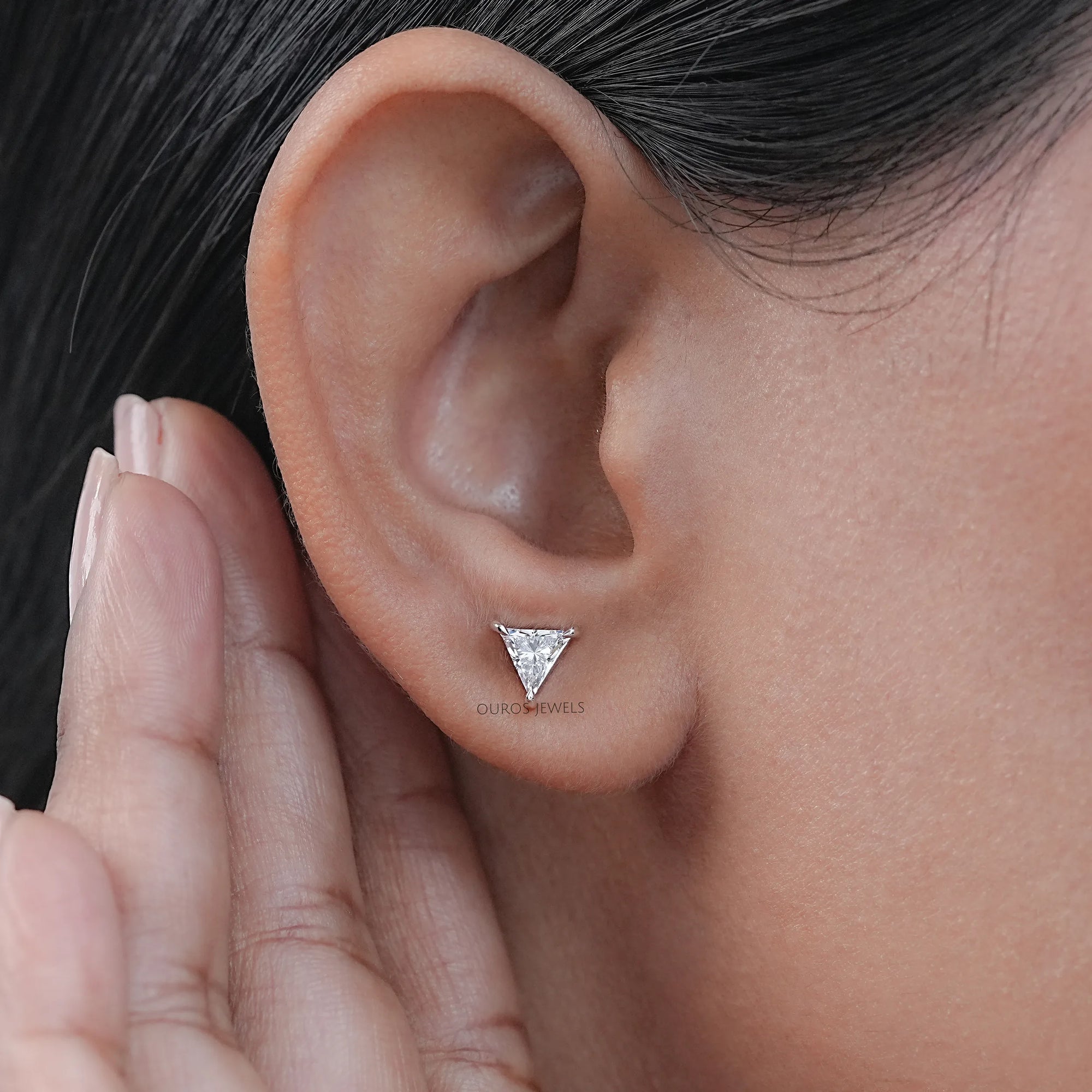 Triangle Cut Lab Diamond Stud Earrings Earrings