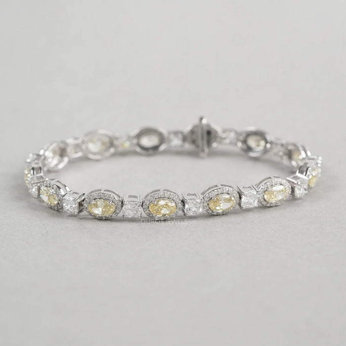 Yellow Oval Cut Halo Lab Grown Diamond Bracelet