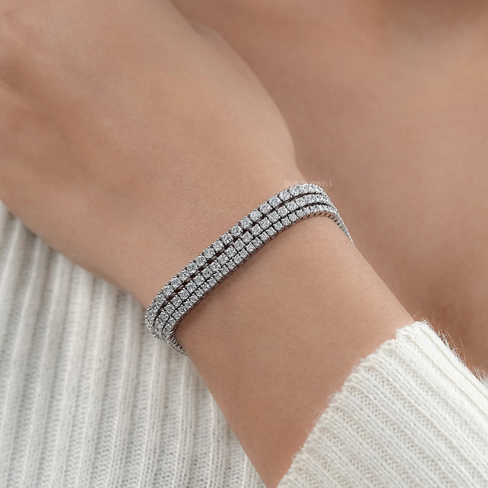 Round Cut Lab Grown Diamond Tennis Bracelet -  3.00 | 4.00 TCW