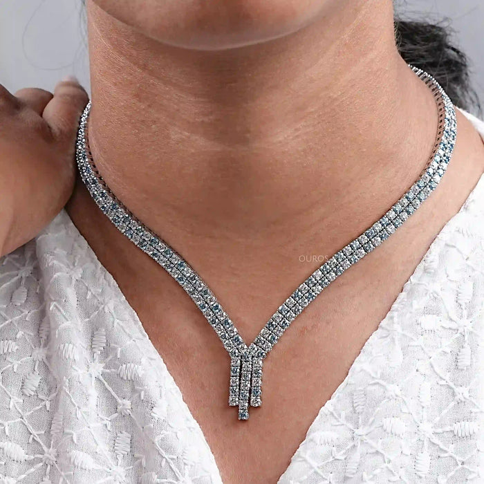 Round Cut Diamond Crystal Bridal Necklace