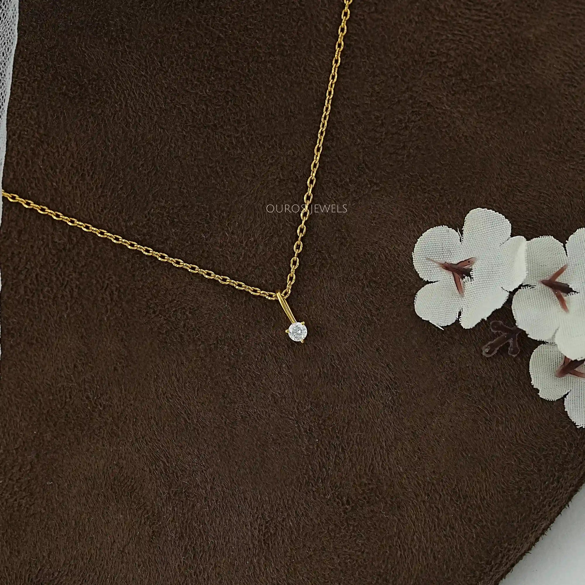 Lab Grown Round Diamond Solitaire Pendant Necklaces