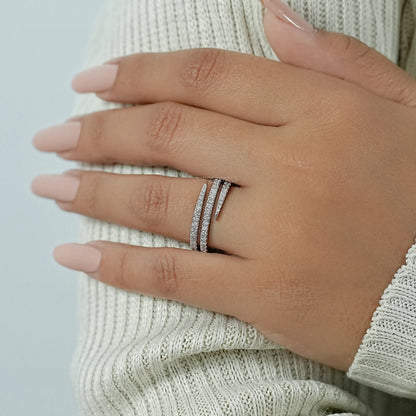 Lab Grown Round Diamond Spiral Band Ring
